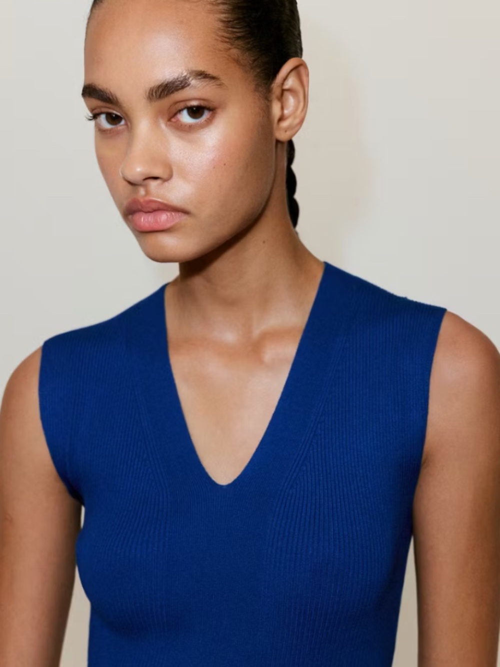 NWT Mango Cobalt Blue V NeckSleeveless Knitted Midi Dress - Picture 4 of 7